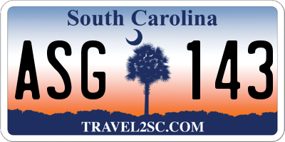 SC license plate ASG143