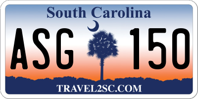 SC license plate ASG150