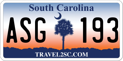 SC license plate ASG193