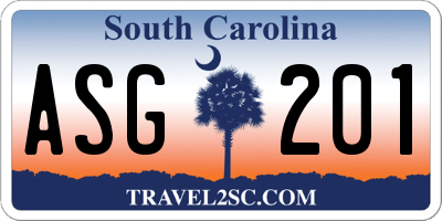 SC license plate ASG201