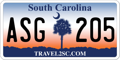 SC license plate ASG205