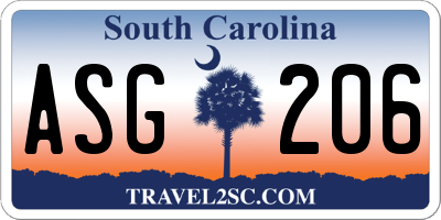 SC license plate ASG206