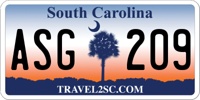 SC license plate ASG209
