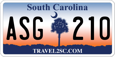 SC license plate ASG210