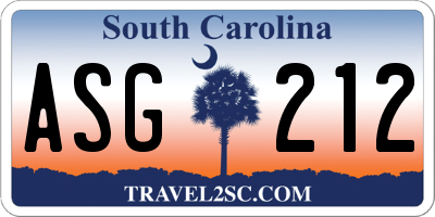 SC license plate ASG212