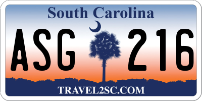 SC license plate ASG216