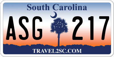 SC license plate ASG217