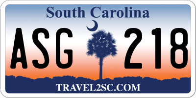 SC license plate ASG218
