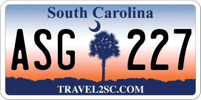 SC license plate ASG227