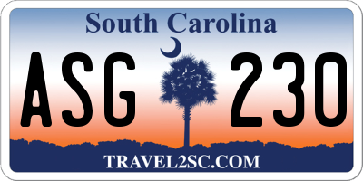SC license plate ASG230