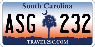 SC license plate ASG232