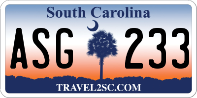 SC license plate ASG233