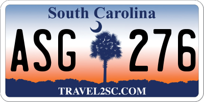 SC license plate ASG276