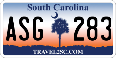 SC license plate ASG283