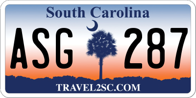 SC license plate ASG287