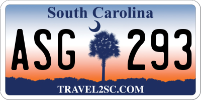 SC license plate ASG293