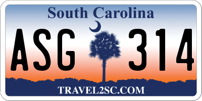 SC license plate ASG314