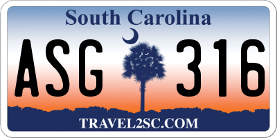 SC license plate ASG316
