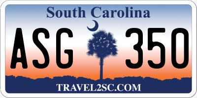 SC license plate ASG350