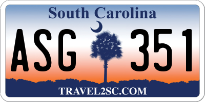 SC license plate ASG351