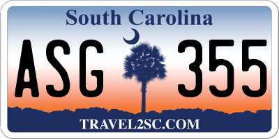 SC license plate ASG355