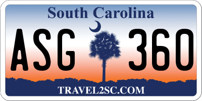 SC license plate ASG360