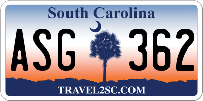 SC license plate ASG362