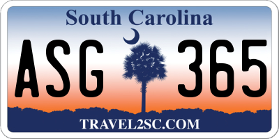 SC license plate ASG365