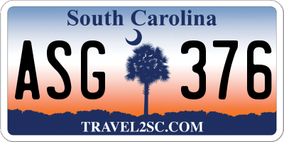 SC license plate ASG376