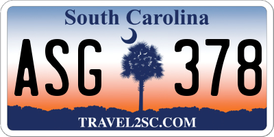 SC license plate ASG378