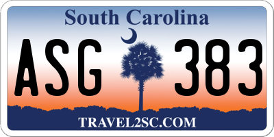 SC license plate ASG383