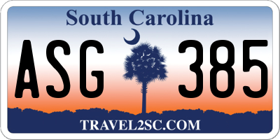 SC license plate ASG385