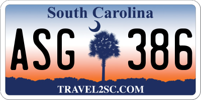 SC license plate ASG386