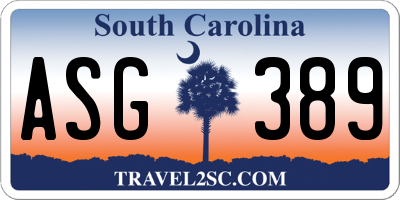 SC license plate ASG389