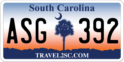 SC license plate ASG392