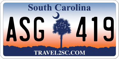 SC license plate ASG419