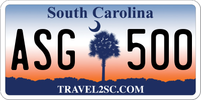 SC license plate ASG500