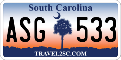 SC license plate ASG533