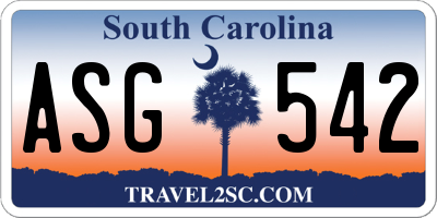 SC license plate ASG542