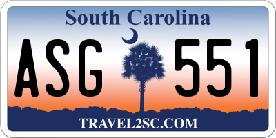 SC license plate ASG551