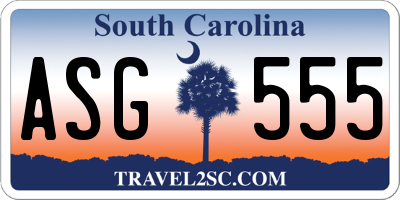 SC license plate ASG555
