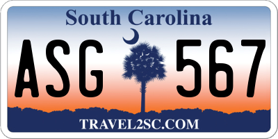SC license plate ASG567