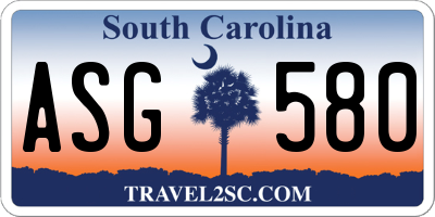 SC license plate ASG580