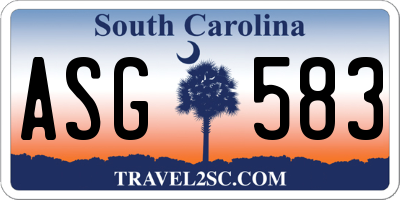 SC license plate ASG583