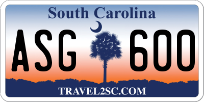 SC license plate ASG600