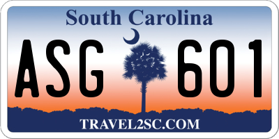 SC license plate ASG601