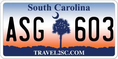 SC license plate ASG603