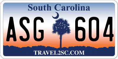 SC license plate ASG604