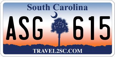 SC license plate ASG615