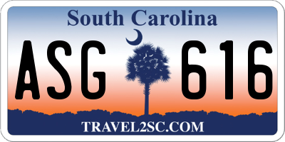 SC license plate ASG616